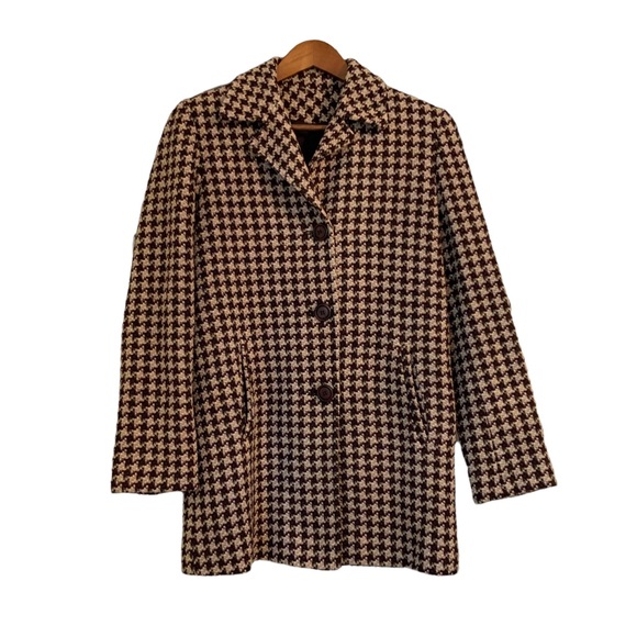 Women’s Wool Blend Tweed Jacket Coat Houndstooth Size 6 - Picture 7 of 9